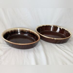 Vintage Pfaltzgraff Brown Drip Glaze 10" Oval Serving Bowls Set of 2